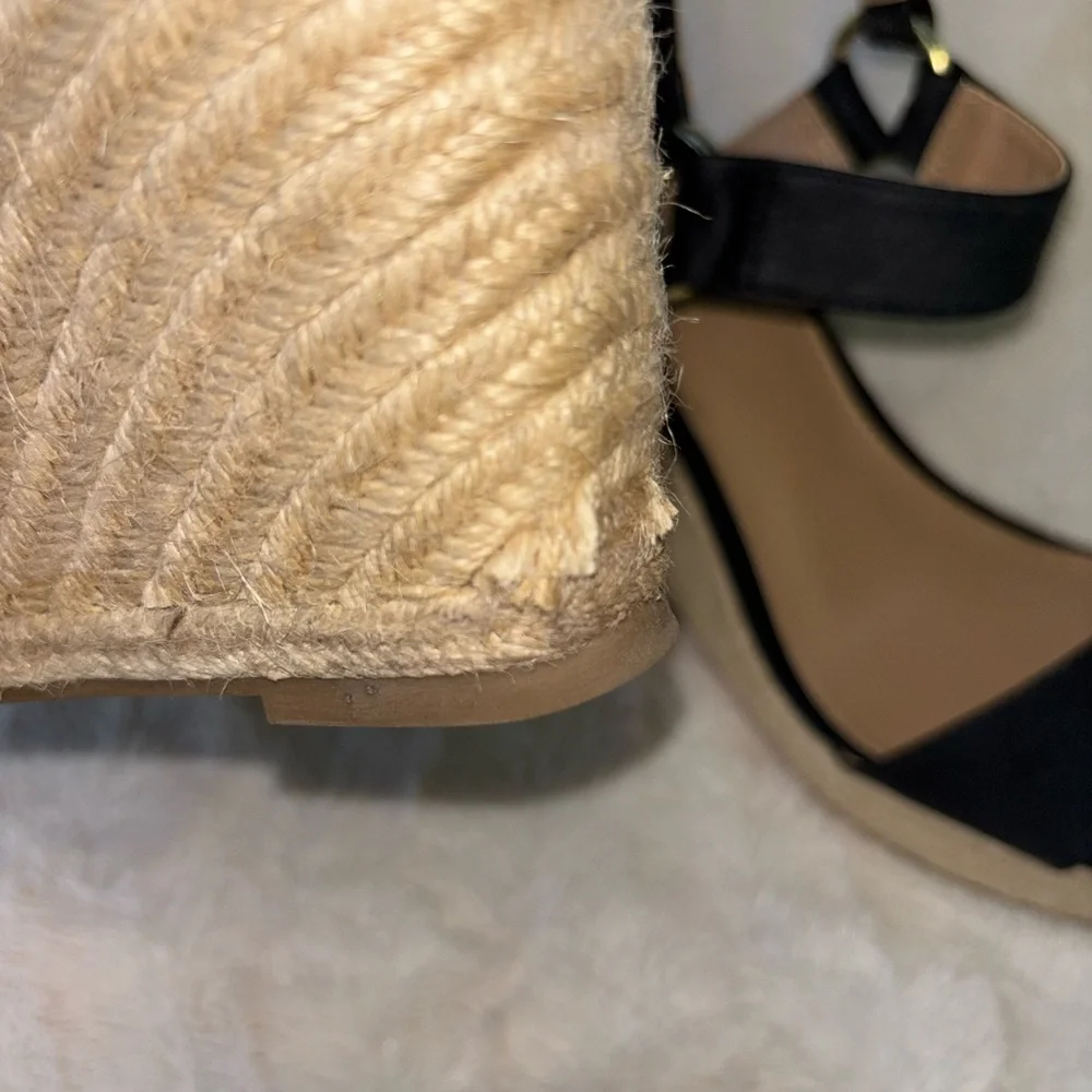 Merona Black Espadrille Wedge Sandals with Ankle Strap size 9